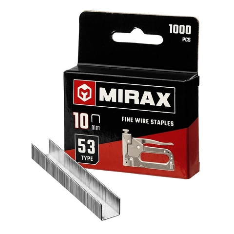 MIRAX тип 53 (A/10/JT21) 10 мм, 1000 шт, калибр 23GA, скобы для степлера (3153-10)