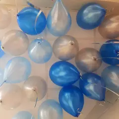 Шары под потолок голубой/синий/серебро 25 шт.