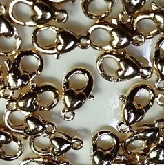 Замок карабин для бус сердце, р. 10 мм, золото