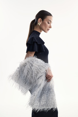 Шарф меховое боа серо-голубой