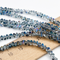 Бусины Треугольник, стекло, цвет синий, размер около 3*4 мм, цена за нить 29 см