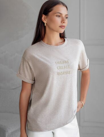 Футболка из премиального хлопка с авторским принтом  D49.117 (125797)