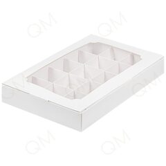 Коробка для конфет с вклеенным окном 255*165*35 мм (15) (белая), 10шт