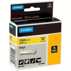 Виниловая лента DYMO для профессиональной маркировки внутри и снаружи помещений 12 mm x 5.5 m , черный на оранжевой ленте