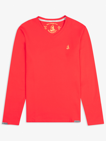 Джемпер красного цвета с V-вырезом (XS/44, S/46, M/48, XL/52, 4XL/58, 5XL/60) – Распродажа