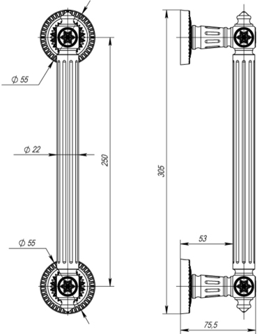 Ручка-скоба Matador Armadillo (Армадилло) PULL CL GOLD-24 Золото 24К