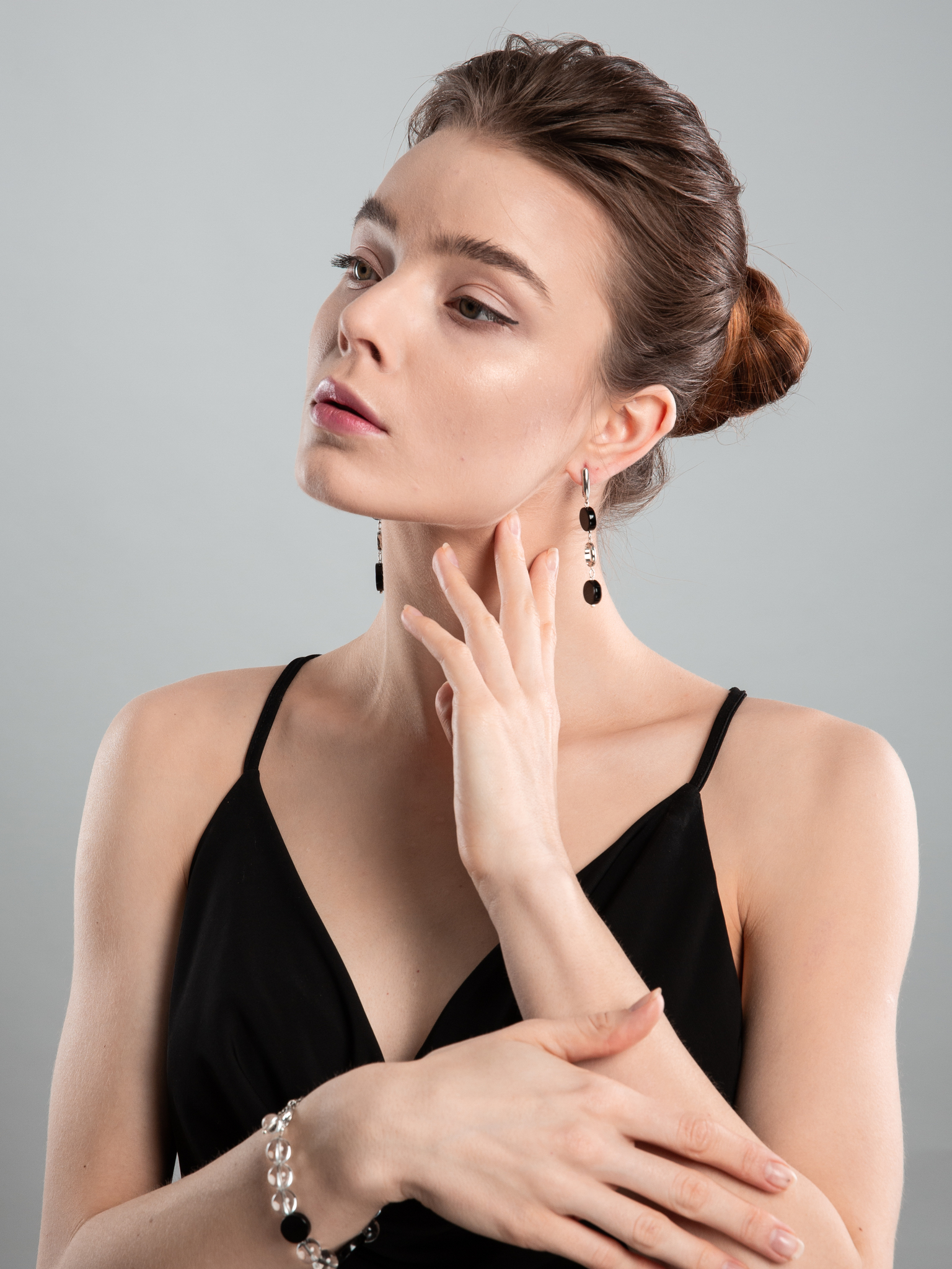 Серьги асимметричные с агатом