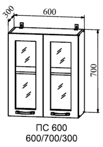Кухня Гарда шкаф верхний стекло 600