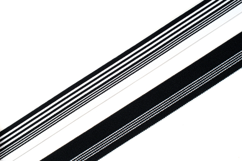 Резинка широкая, черная/полосы белые 30 мм, Германия