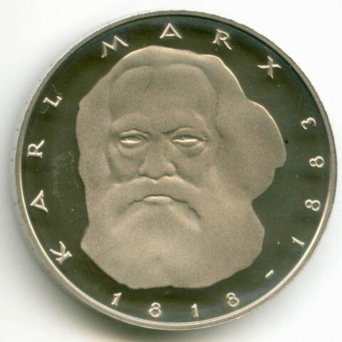 5 марок 1983 (J). Германия-ФРГ. 100 лет со дня смерти Карла Маркса. Медноникель PROOF