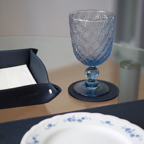 Подстаканник из натуральной кожи теленка, цвета синего цвета