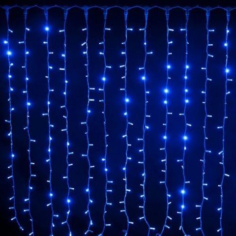Новогодняя светодиодная LED гирлянда Штора на окно (занавес)  LED 150х150 см голубая