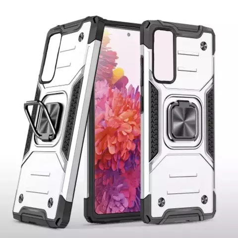 Противоударный чехол Strong Armour Case с кольцом для Xiaomi 12T, 12T Pro (Серебро)