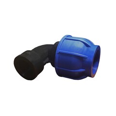 Отвод компрессионный ПНД, DN 50, PN 16, внутренняя резьба х1 1/2”, обжимной для ПЭ труб, 20-40гр., Кудиновский трубный завод