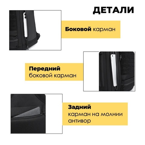 Картинка рюкзак городской Ozuko 9746 Black - 12