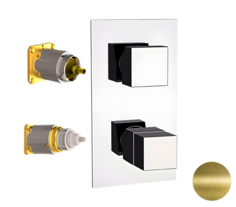 Remer Qubika Thermo QT93KBVO Смеситель для ванны/душа термостат на 3 потока скрытый монтаж (заказывать совместно с rrbox93), цвет: бронза