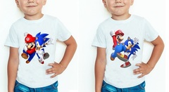 Супер Марио и Соник футболка детская