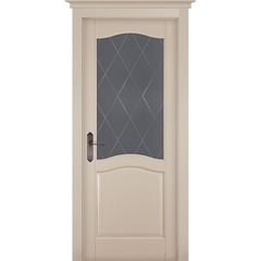 Купить Межкомнатная дверь массив сосны Лео Браш эмаль крем остеклённая