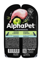 ALPHAPET ламистер влажный корм для собак с чувствительным пищеварением (кролик,яблоко) 100 гр