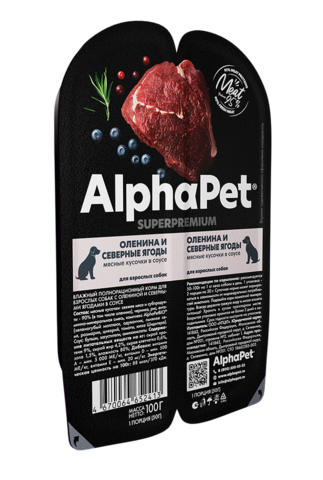 ALPHAPET SUPERPREMIUM влажный корм для взрослых собак (оленина,ягоды) 100 гр