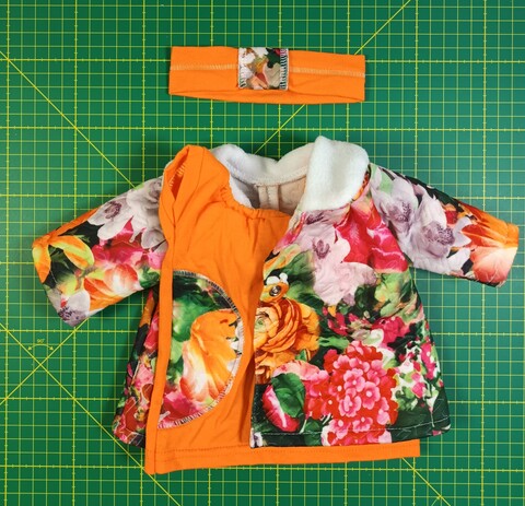 Комплект с пальто (ДИСКОНТ) - Оранжевый. Одежда для кукол, пупсов и мягких игрушек.