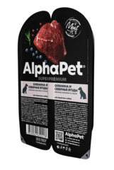 ALPHAPET SUPERPREMIUM влажный корм для взрослых собак (оленина,ягоды) 100 гр