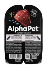 ALPHAPET SUPERPREMIUM влажный корм для взрослых собак (оленина,ягоды) 100 гр