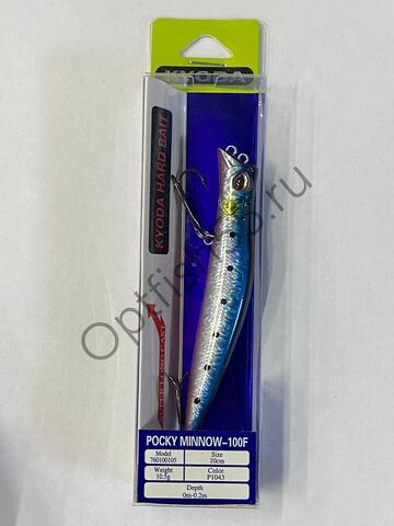 Воблер KYODA Pocky Minnow-100F 10см, 10,5гр, загл. 0м-0,2м цв:Р1043