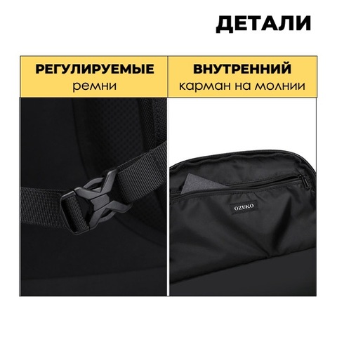 Картинка рюкзак городской Ozuko 9746 Black - 14