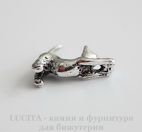 Подвеска 3D "Кошка" 16х16х5 мм (цвет - античное серебро)