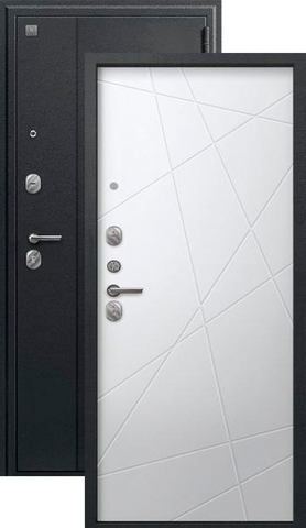 Дверь входная Сезам А-03 (2025), 2 замка, 1 мм металл, (черный сатин+белый кашемир)