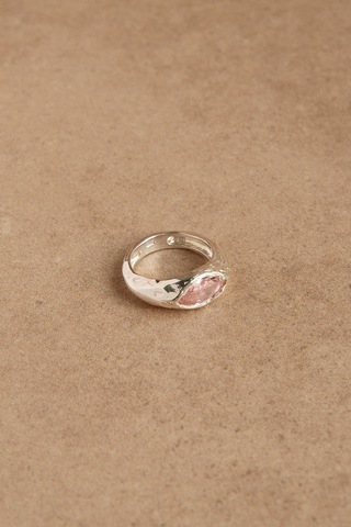 Кольцо Помпадур-мини с розовым фианитом