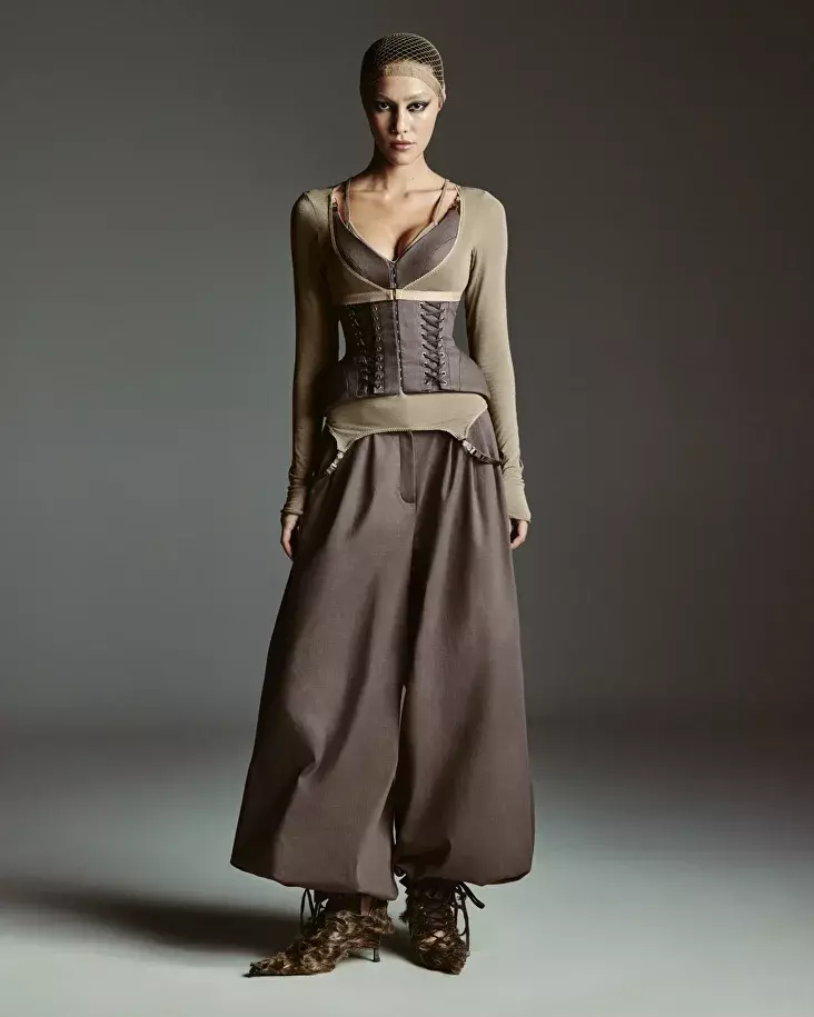 Корсет шнурованный М, Серый