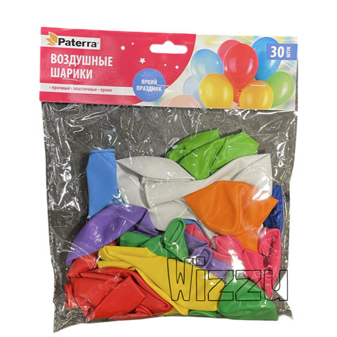 Воздуш. шарики 30 см, круглые разноцвет. 30шт