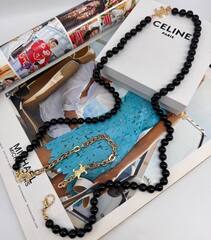 Пояс цепочка с жемчугом и логотипом в стиле CELINE