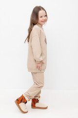 брюки  для девочки  КР 400458/темно-бежевый к493