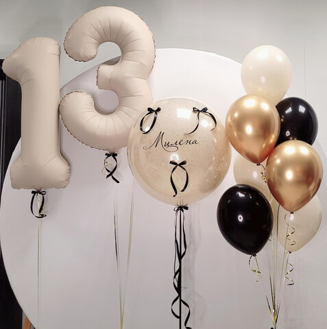 Набор шаров бежевый с бантиками