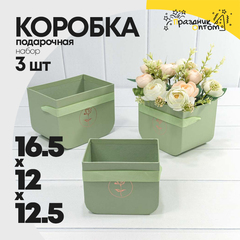 
          Коробка 16.5х12х12.5 см Набор 3 шт с закругленным дном (Зеленый)