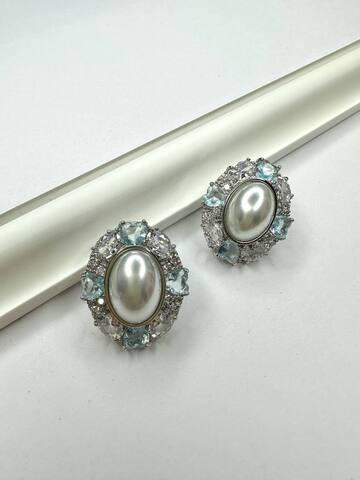 Серьги Роял, серебряный цвет