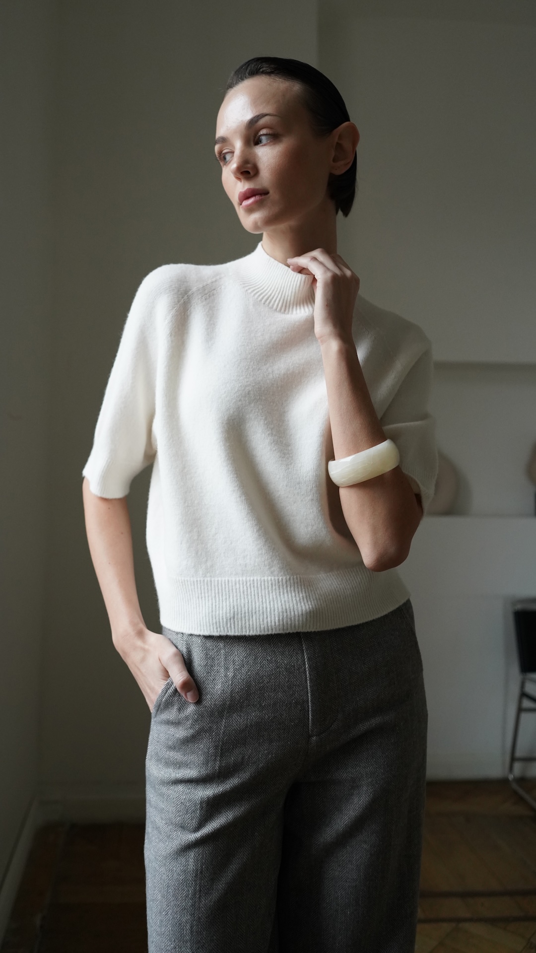 Укороченный джемпер из смесовой вискозы