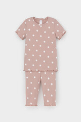 пижама  для девочки  К 1632-1/кофейный,маленькие яблочки