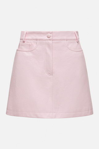 Юбка мини из розовой экокожи