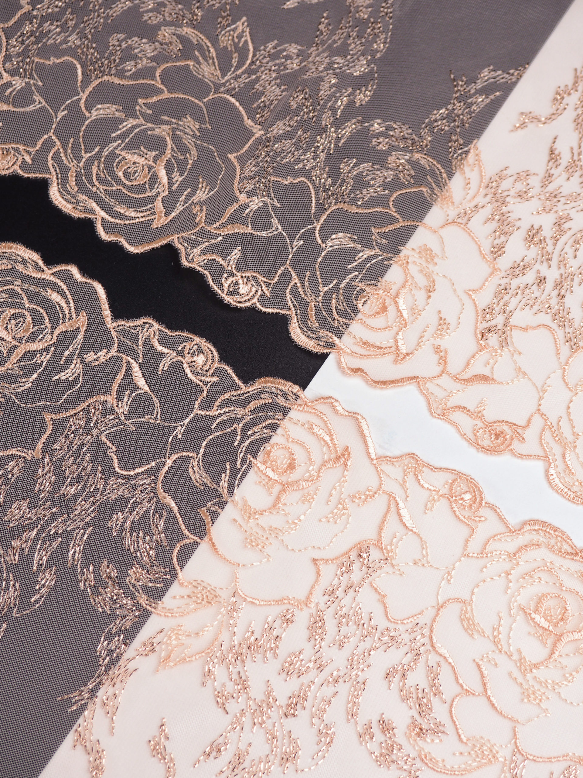 Вышивка на сетке пудрово-бежевая с люрексом неэластичная ширина 22 см ОТРЕЗЫ