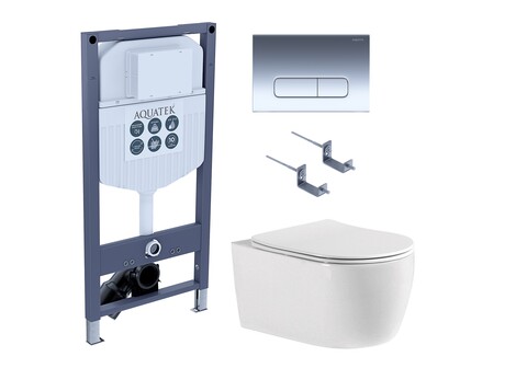 Aquatek SET Aquatek ЕВРОПА cmp016/023 SET Aquatek ЕВРОПА cmp016/023 (рама Aquatek INS-0000023, клавиша KDI-0000016, крепеж KKI-0000002 +унитаз ЕВРОПА AQ1106-00 с тонким сиденьем sc)