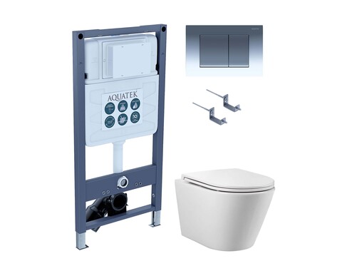 Aquatek SET Aquatek ВЕГА T PNS002 SET Aquatek ВЕГА T PNS002  (рама Aquatek INSP-0000001 с клавишей PNS-0000002 и крепежом KKI-0000002+Унитаз-компакт AQ1904T-00 TORNADO