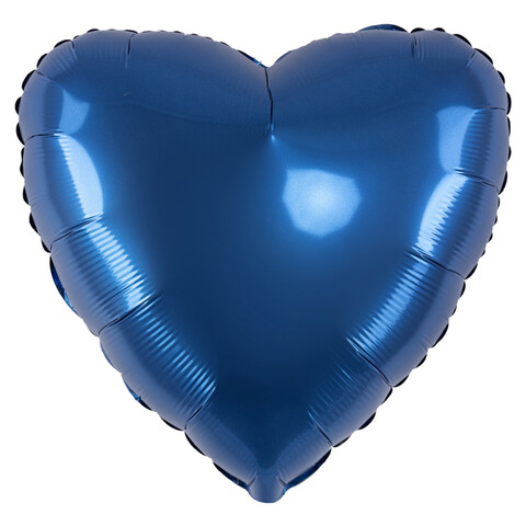 Шар сердце, темно-синий, сатин, 45 см