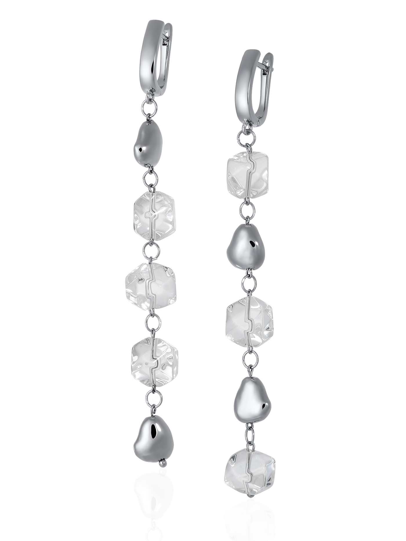 Асимметричные длинные серьги с хрусталем