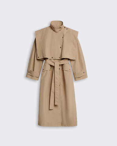 Плащ с кейпом песочный