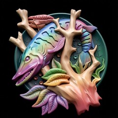 Силиконовый молд Щука (медальон) № 0481