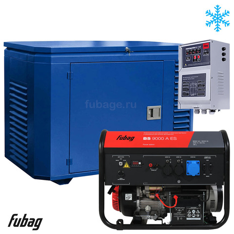 Бензиновый генератор в зимнем кожухе с блоком АВР Fubag BS 9000 A ES/1200SCW RAL 5005